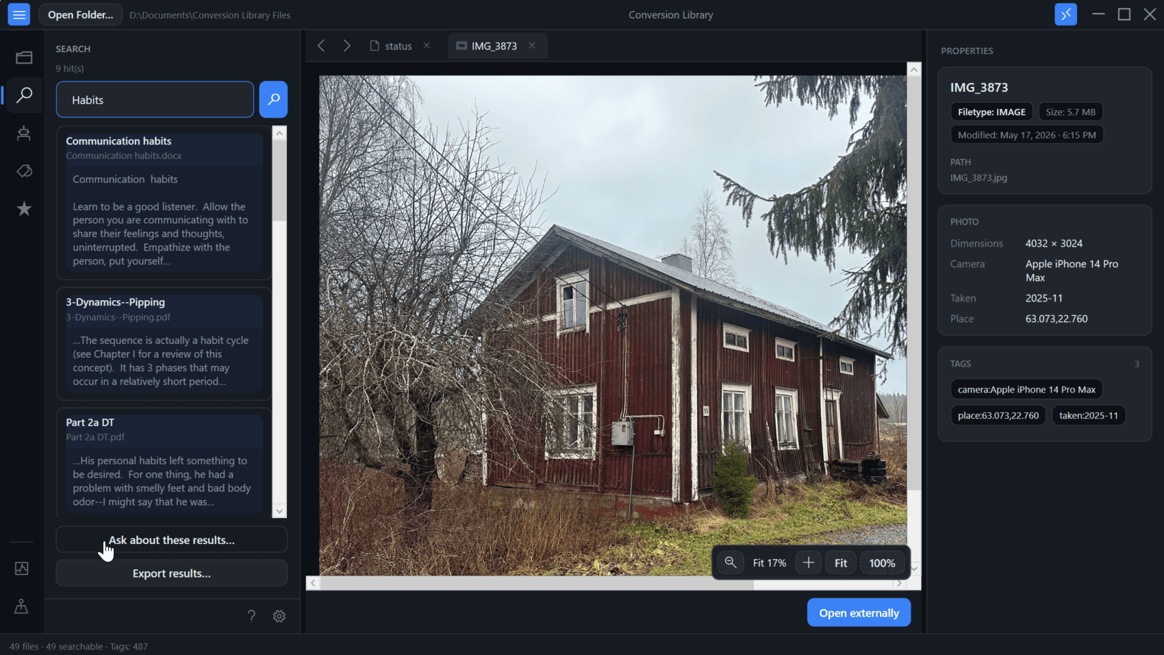 Conversion Library-søgeresultater med uddrag på tværs af konverterede filer Conversion Library-søgeresultater med uddrag på tværs af konverterede filer