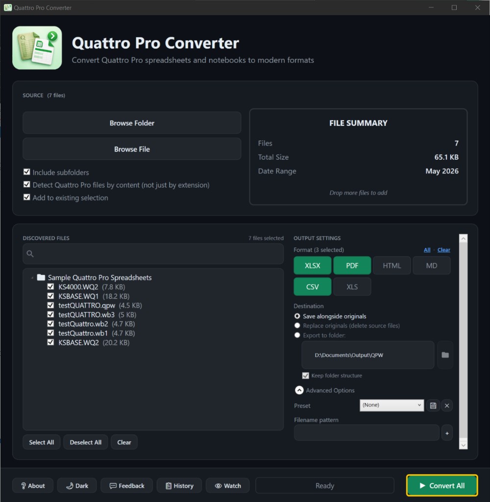 Quattro Pro Converter - Quattro Pro to XLSX, PDF, CSV & More